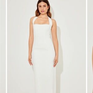 White Halter Sheath Dress for Brides